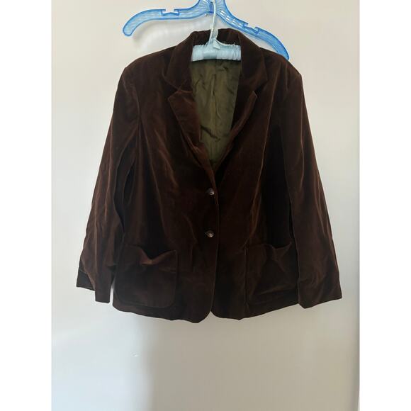 Vintage Men’s Velvet Feeling Dark Brown Sears Blazer Button Up Size 40 - Picture 1 of 5